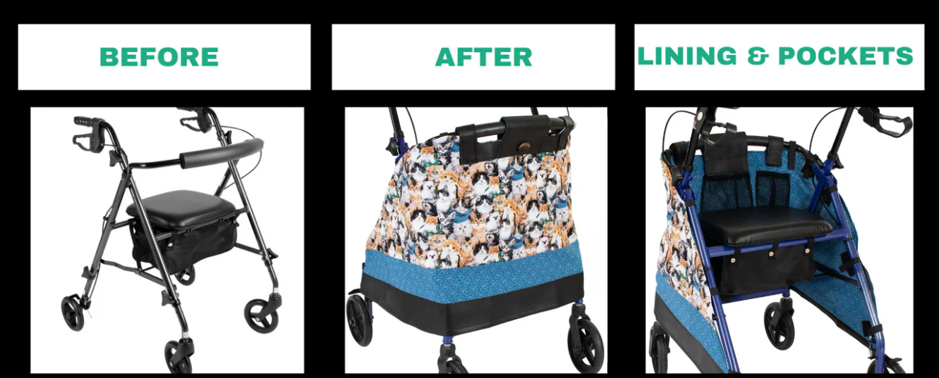 The rolling walker experience before and after using the WrapHapeez